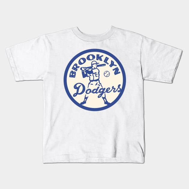 Old Baseball Brooklyn  Dodgers Kids T-Shirt by Punk Rock